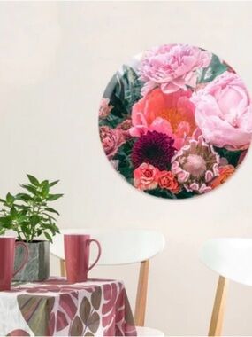 Oliver Gal Pink Floral Round Wall Art, Beautiful Home Decor